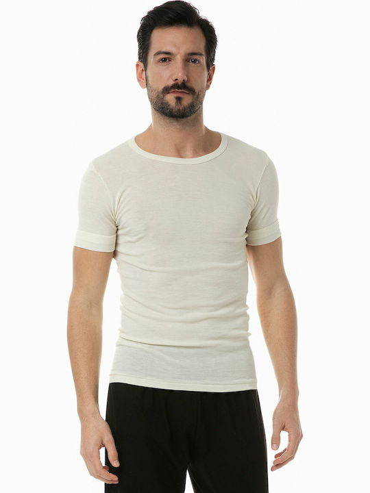 Men's Undershirt Short-sleeved in Beige Color