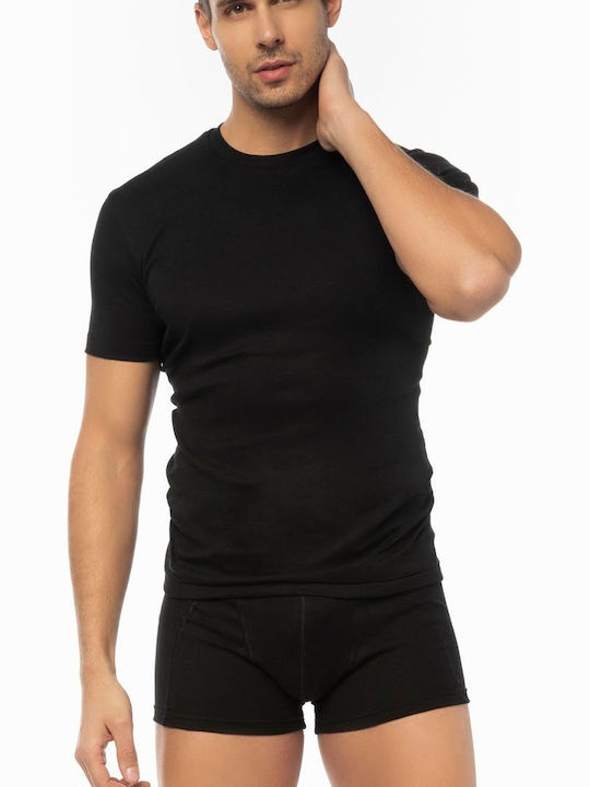 Men's Undershirts Short-sleeved in Black Color 2Pack