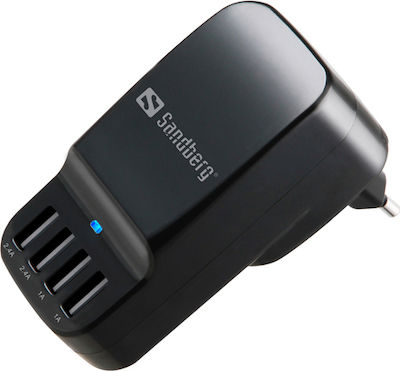 Sandberg Φορτιστής Χωρίς Καλώδιο με 4 Θύρες USB-A Μαύρος (440-87)