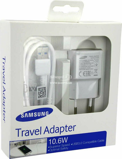 Samsung Φορτιστής με Θύρα USB-A και Καλώδιο micro USB Λευκός (EP-TA10)