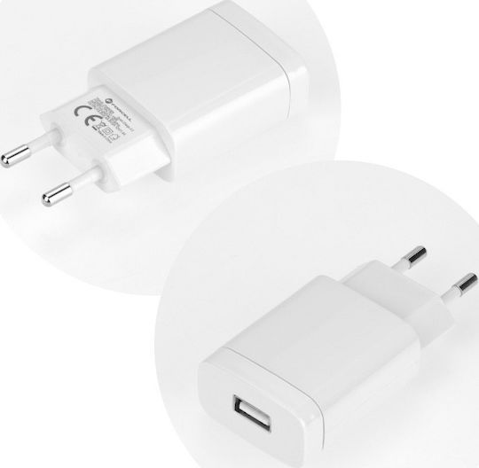Forcell Charger with USB-A Port and Cable USB-C 18W Quick Charge 3.0 Whites (5901737373304)