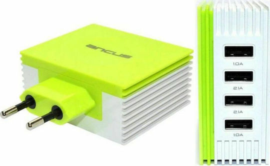 Ancus Φορτιστής Χωρίς Καλώδιο με 4 Θύρες USB-A Πράσινος (34602)