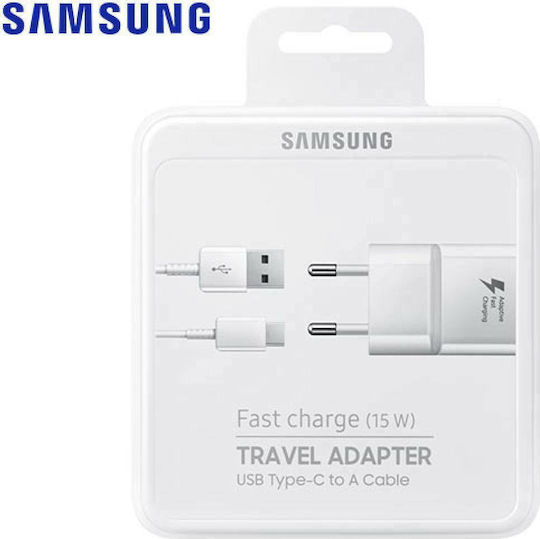 Samsung Charger with USB-A Port and Cable USB-C 15W Whites (EP-TA20EWE+EP-DN930CWE Retail)