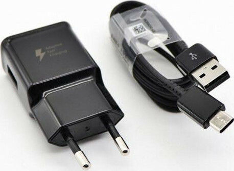 Samsung Φορτιστής με Θύρα USB-A και Καλώδιο USB-C 15W Μαύρος (EP-TA20EBE + EP-DG950CBE Bulk)