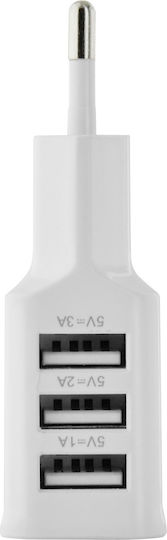 Lamtech Φορτιστής Χωρίς Καλώδιο με 3 Θύρες USB-A Λευκός (LAM040532)