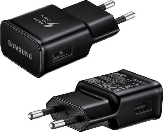 Samsung Φορτιστής με Θύρα USB-A και Καλώδιο USB-C 15W Μαύρος (EP-TA20EBE + EP-DG950CBE Bulk)