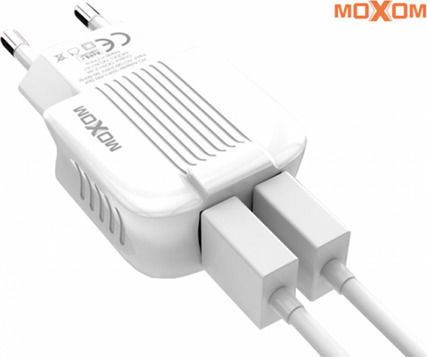 Moxom Charger Without Cable with 2 USB-A Ports Whites (KH-47)