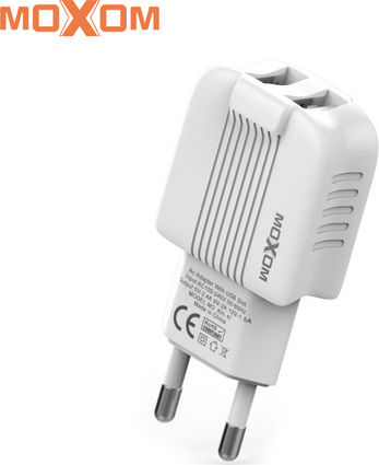 Moxom Charger Without Cable with 2 USB-A Ports Whites (KH-47)