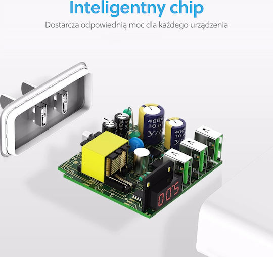 Choetech Încărcător Fără Cablu cu 3 Porturi USB-A Negruς (C0027)