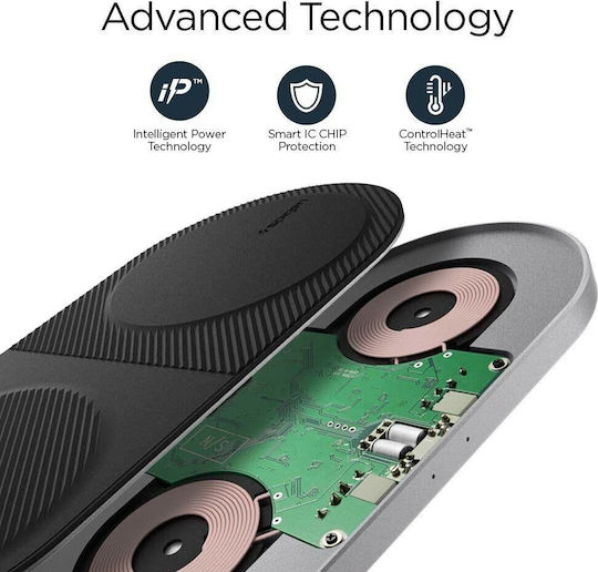Spigen Kabelloses Ladegerät (Qi Pad) 10W Schwarzs (F310W DUO)