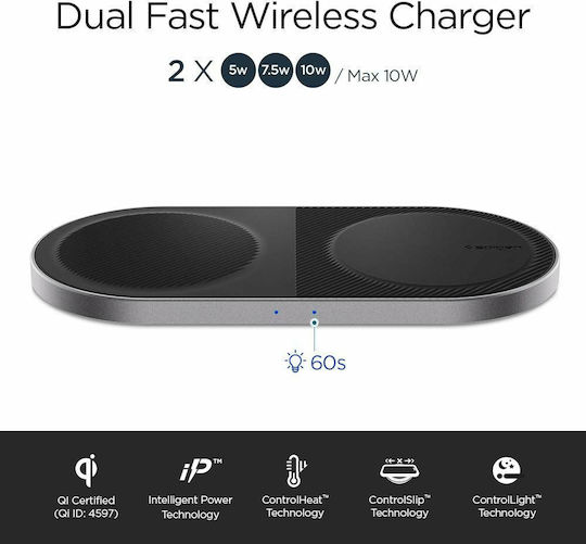 Spigen Kabelloses Ladegerät (Qi Pad) 10W Schwarzs (F310W DUO)