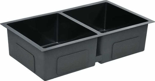 vidaXL Drop-In Sink Inox Brushed W76xD44cm Black