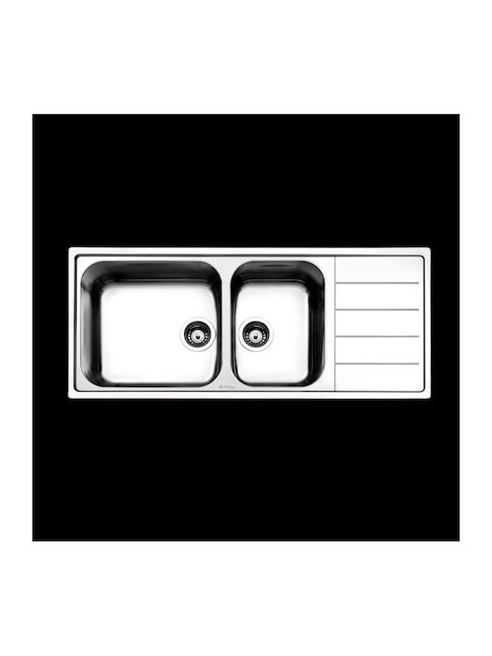 Apell Linear 8516 Ένθετος Νεροχύτης Αριστερός Inox Σατινέ Μ116xΠ50cm Ασημί