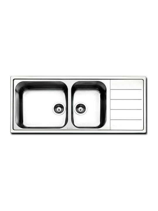 Apell Linear 8516 Ένθετος Νεροχύτης Αριστερός Inox Σατινέ Μ116xΠ50cm Ασημί