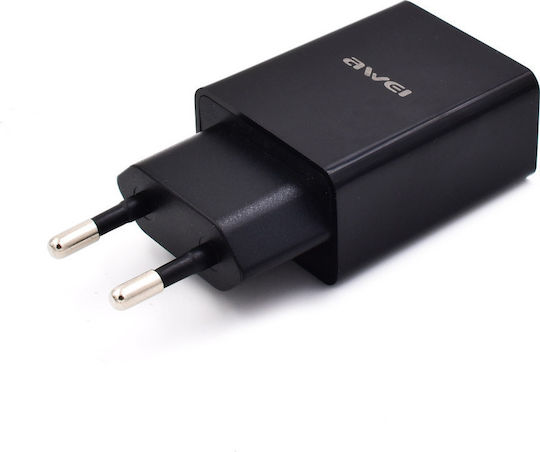 Awei с USB-A порт и кабел micro USB Черен (C-13T)