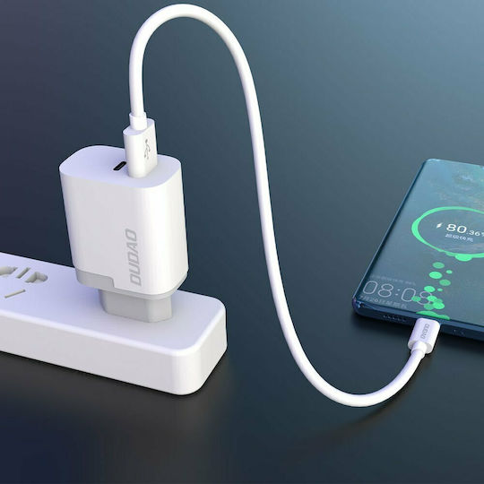 Dudao Charger Without Cable with USB-A Port and USB-C Port 22.5W Quick Charge 3.0 Whites (A6XSEU)