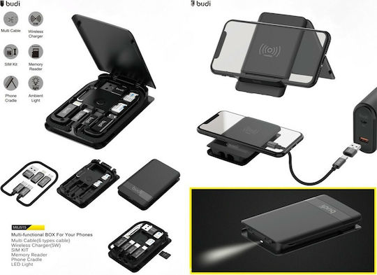 Budi Ασύρματος Φορτιστής (Qi Pad) 5W Μαύρος (M8J515W)