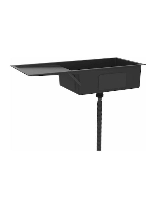 vidaXL Drop-In Sink Inox Brushed W100xD44cm Black