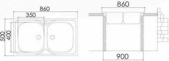 Excel Estia 720CMAS90 Drop-In Chiuvetă Inox Satinat L86xW50cm Argintiu
