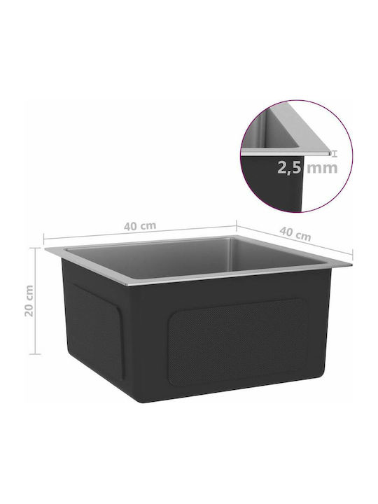 vidaXL Drop-In Sink Inox Satin W40xD40cm Silver