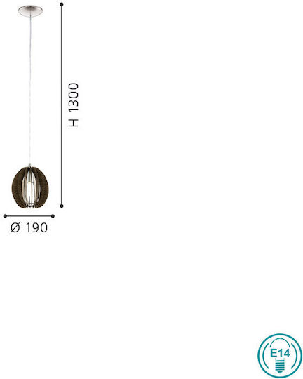Eglo Cossano Hängelampe Braun mit Fassung E14, E.14