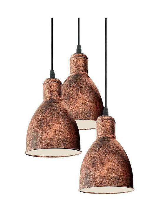 Eglo Priddy Pendant Light Three-Light for Socket E27 Bronze