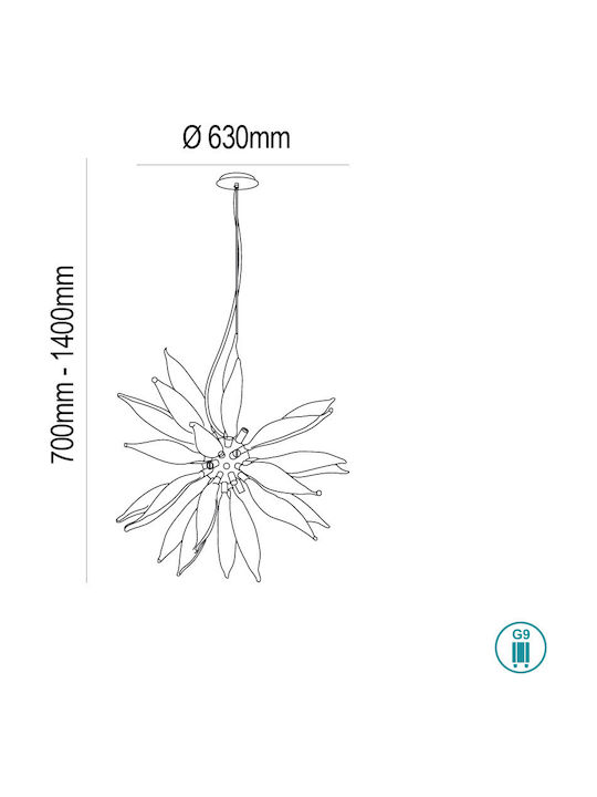 Ideal Lux Leaves SP8 Κρεμαστό Φωτιστικό Λευκό για 8 Λαμπτήρες G9 63x69.5εκ.