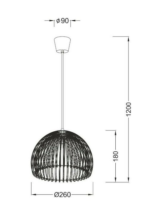 Aca Ellite Pendant Light Transparent with Socket E27 28x26cm