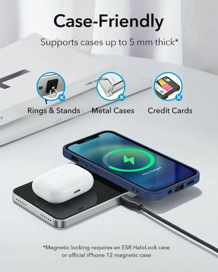 ESR Încărcător Wireless (Qi Pad) 10W Negruς (Halolock 2in1)