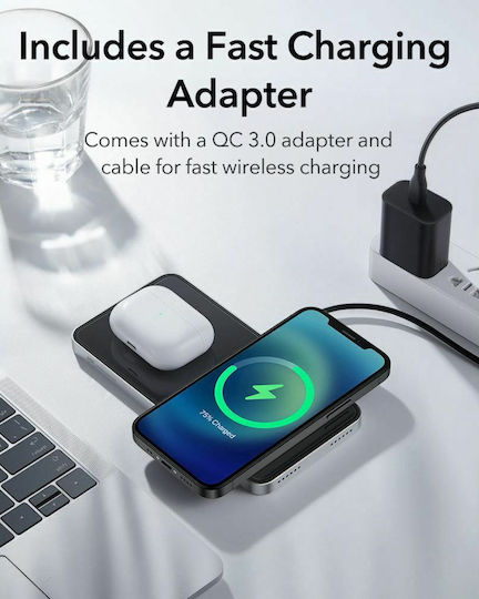 ESR Încărcător Wireless (Qi Pad) 10W Negruς (Halolock 2in1)