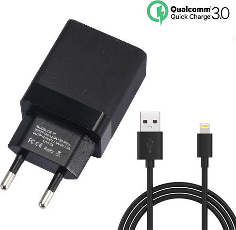 Andowl Încărcător cu Port USB-A și Cablu Lightning Negruς (CX-18)