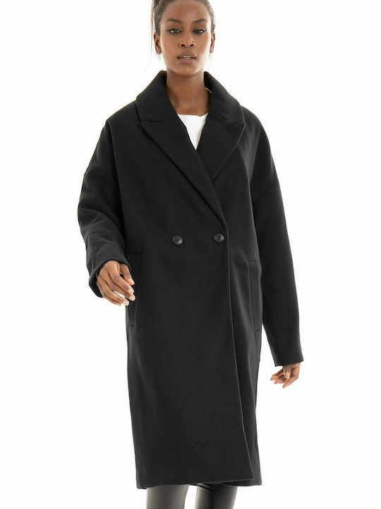 Vero Moda Γυναικείο Μαύρο Παλτό με Κουμπιά