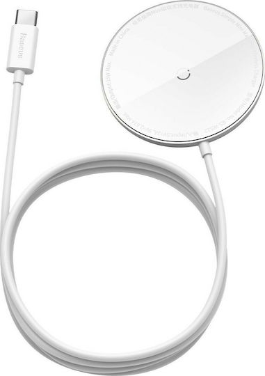 Baseus Φορτιστής Magsafe 15W Λευκός (Simple Mini Magnetic)