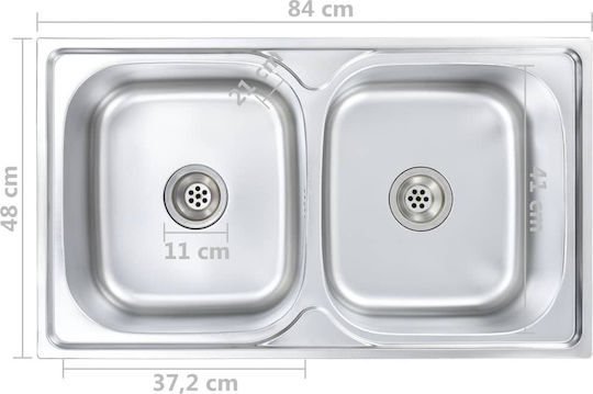 vidaXL Ένθετος Νεροχύτης Inox Σατινέ Μ84xΠ48cm Ασημί