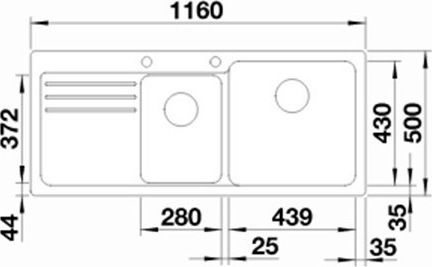 Blanco Naya 8 S Drop-In Кухненска Мивка от Течен Гранит М116xШ50см Rock Сив