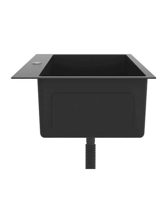 vidaXL Drop-In Мивка Inox Ш70xД44см Черно