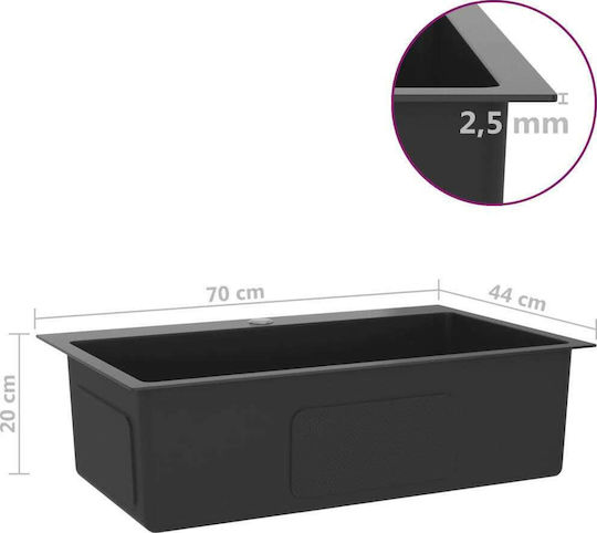 vidaXL Ένθετος Νεροχύτης Inox Μ70xΠ44cm Black