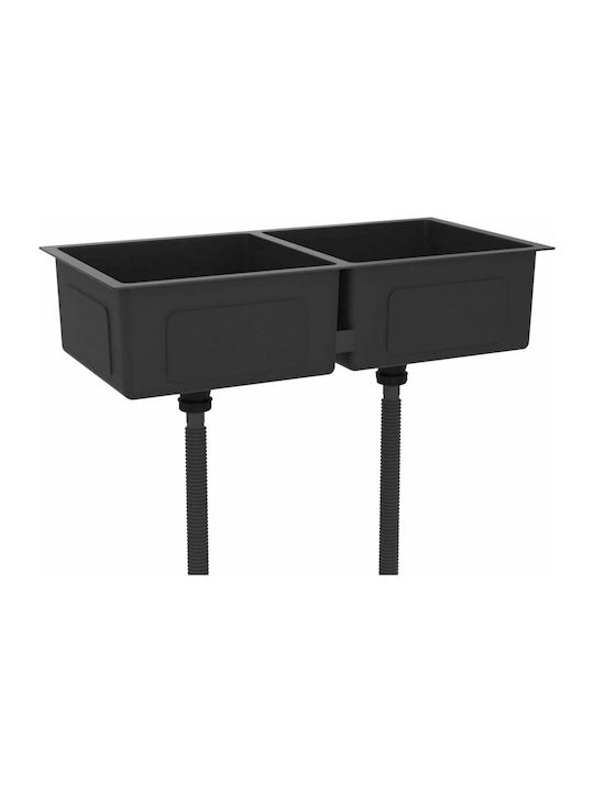 vidaXL Drop-In Sink Inox Brushed W86.5xD44cm Black