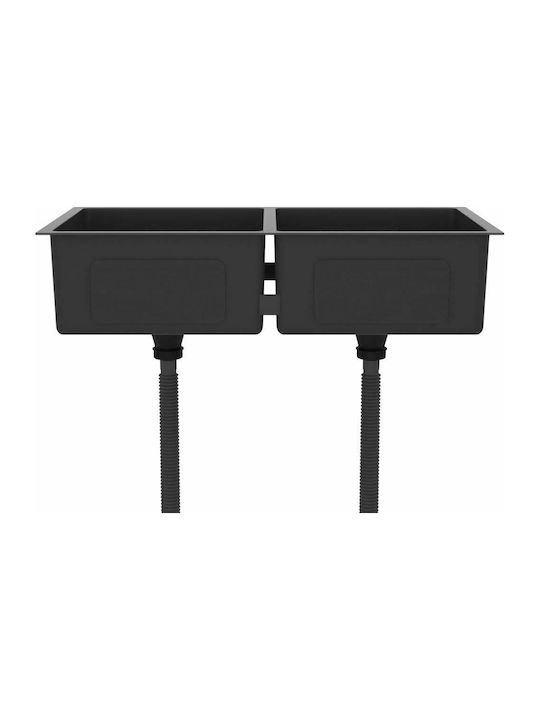 vidaXL Drop-In Sink Inox Brushed W86.5xD44cm Black
