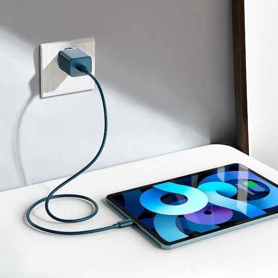 Baseus Charger with USB-C Port and Cable USB-C - Lightning 20W Power Delivery Blue (Super Si)