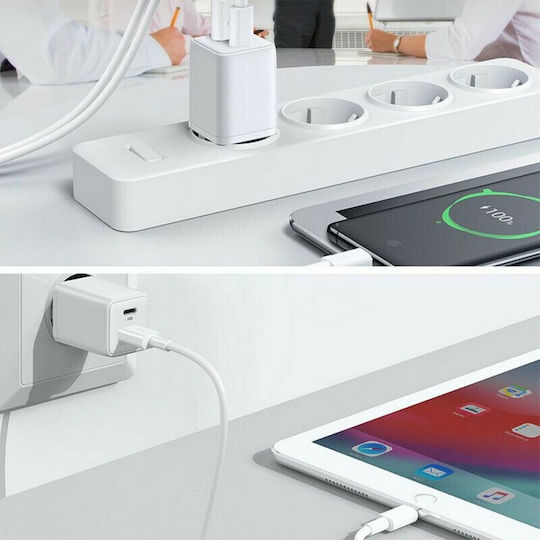 Joyroom Wireless Charger With USB-A Output Port And USB-C Output Port 30W Power Delivery Quick Charge 3.0 White L-QP303