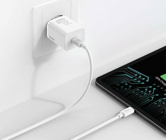 Baseus Charger Without Cable with USB-C Port 30W Power Delivery Whites (Super Si)