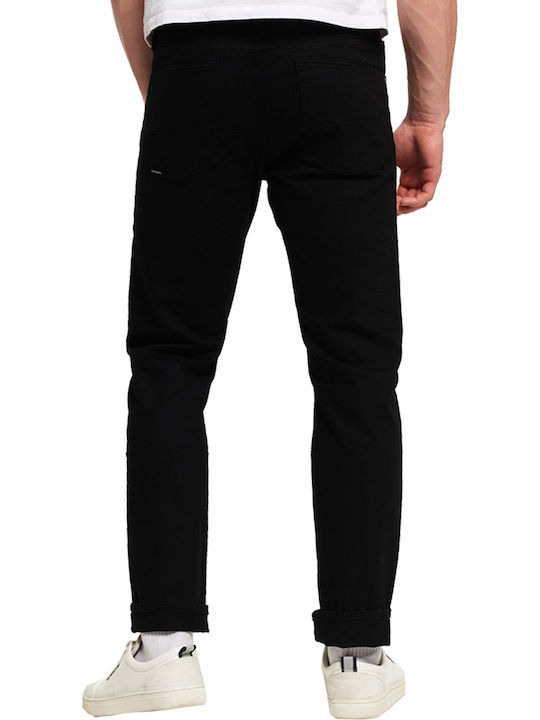 Superdry Daman Ανδρικό Παντελόνι Τζιν σε Ίσια Γραμμή Μαύρο