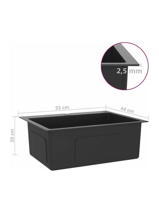 vidaXL Drop-In Spüle Inox Satiniert B55xT44cm Black