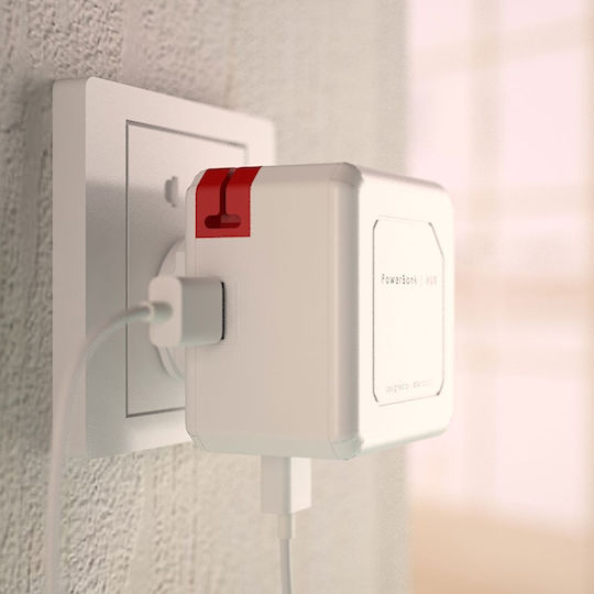 Allocacoc PowerUSB Hub 5000mAh με 4 Θύρες USB-A Λευκό