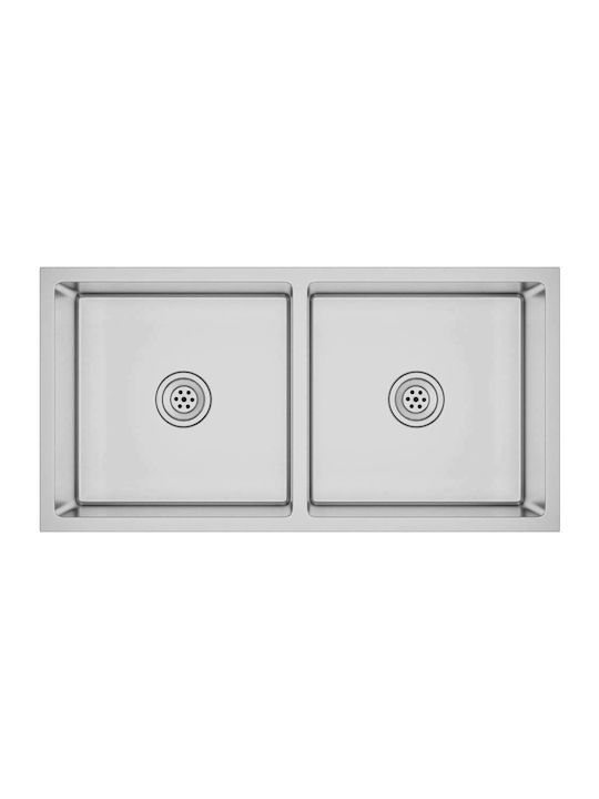 vidaXL Drop-In Sink Inox Brushed W40xD40cm Silver