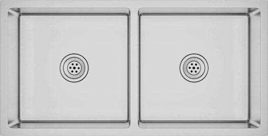 vidaXL Drop-In Sink Inox Brushed W40xD40cm Silver