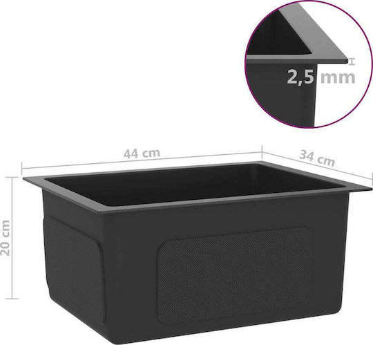 vidaXL Drop-In Chiuvetă Inox L44xW34cm Negru