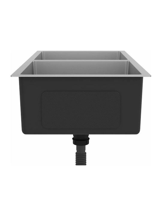 vidaXL Drop-In Sink Inox Brushed W40xD40cm Silver