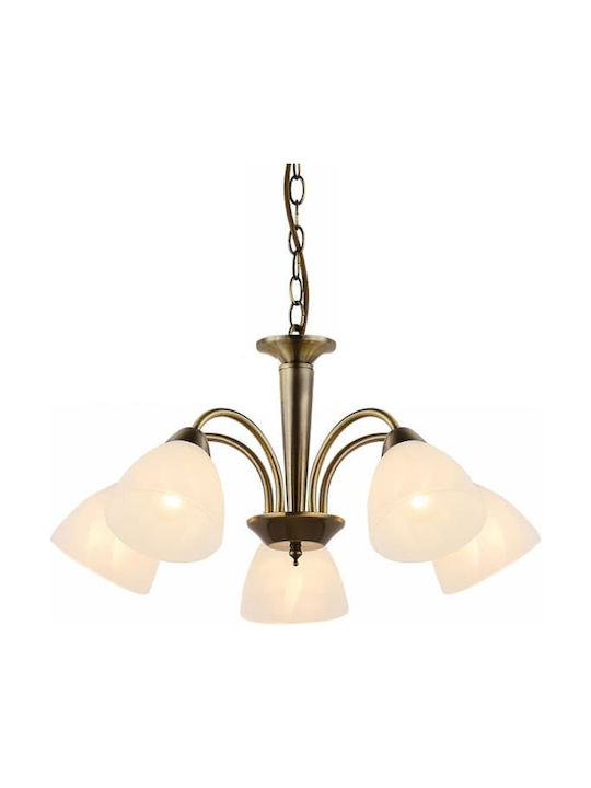 Aca Pendant Light Beige for 5 Bulbs E14, E.14 55.3x72cm